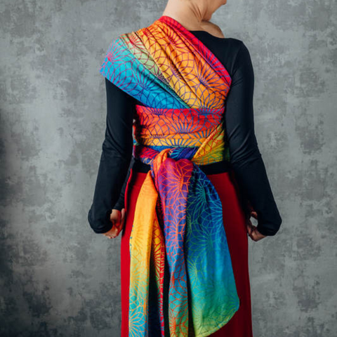 Long woven wrap in print Rainbow Lotus