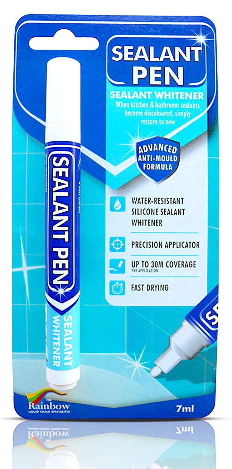 Sealant Pen White - Silicone Caulk Whitener, Black Stain Remover, Best for  Home Sink, Kitchen, Showers, Bathroom, Wall, Ceiling and Floor Tile