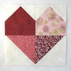 four patch heart quilt block