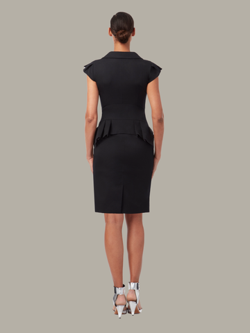 DEPLOY London ARCHITRAVE Tailored Wrap Dress Classic Black