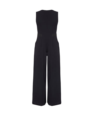 Women's Tailored Crop-Legged Midi Jumpsuit in Black | Sustainable ...