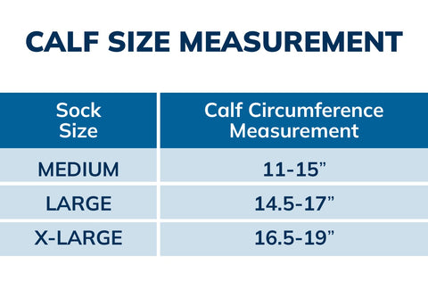 Doctor's Choice compression calf measurement size chart