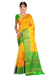 Narivastra Meera Border Yellow Color Pure Banarasi Silk Saree