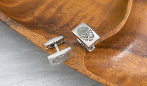 cufflinks engraved with a fingerprint