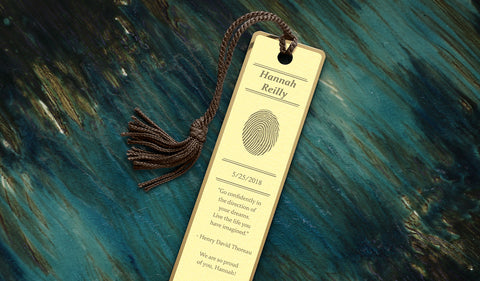 bookmark engraved with inscription