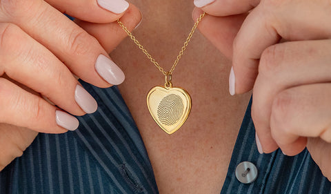 gold heart shaped fingerprint necklace