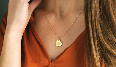 yellow gold heart fingerprint necklace