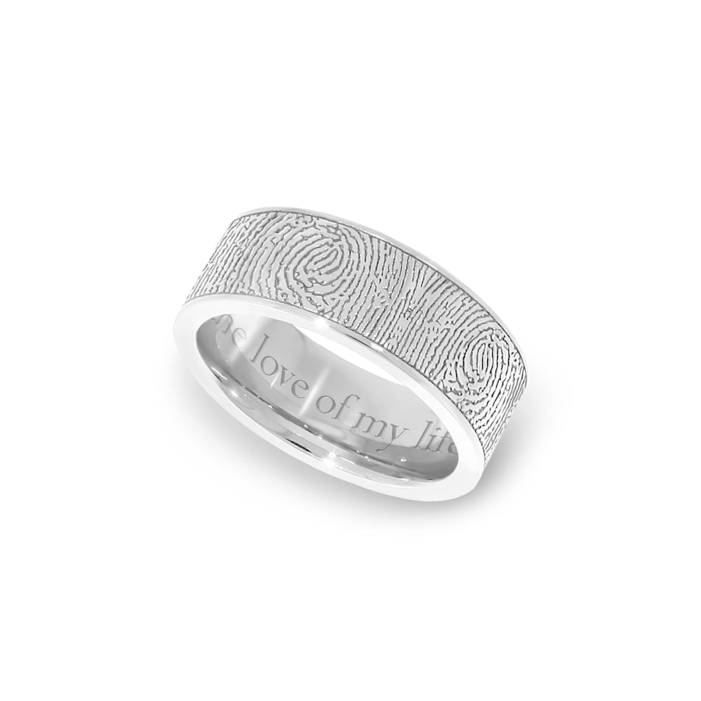 Stainless Steel 7mm Flat Fingerprint Ring