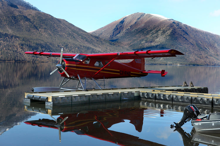 Floating Dock Kit with Red Plane Parked Next to It : Tommy Docks