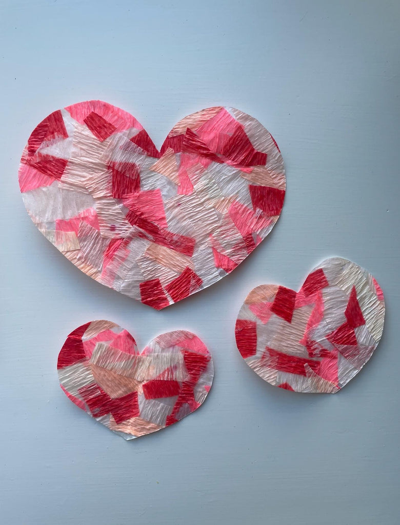 crepe paper stained glass hearts 13