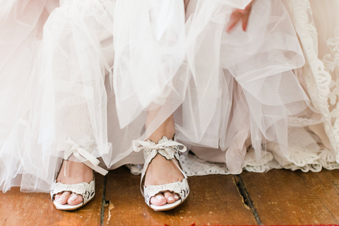 Alex wears Peony Low - Harriet Wilde Wedding Shoes