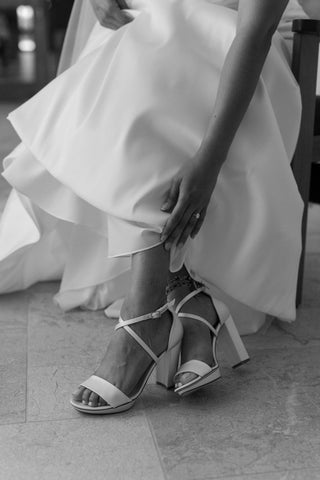 Johanna wears Arabella Block Ivory - Harriet Wilde Wedding Shoes