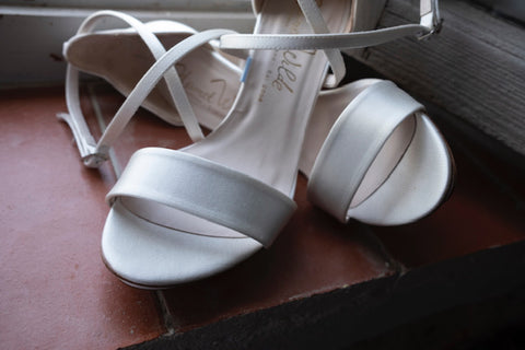 Hannah wears Arabella Block - Harriet Wilde Wedding Shoes