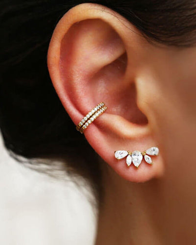 diamond earrings on ear