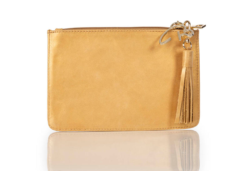 gold leather pouch