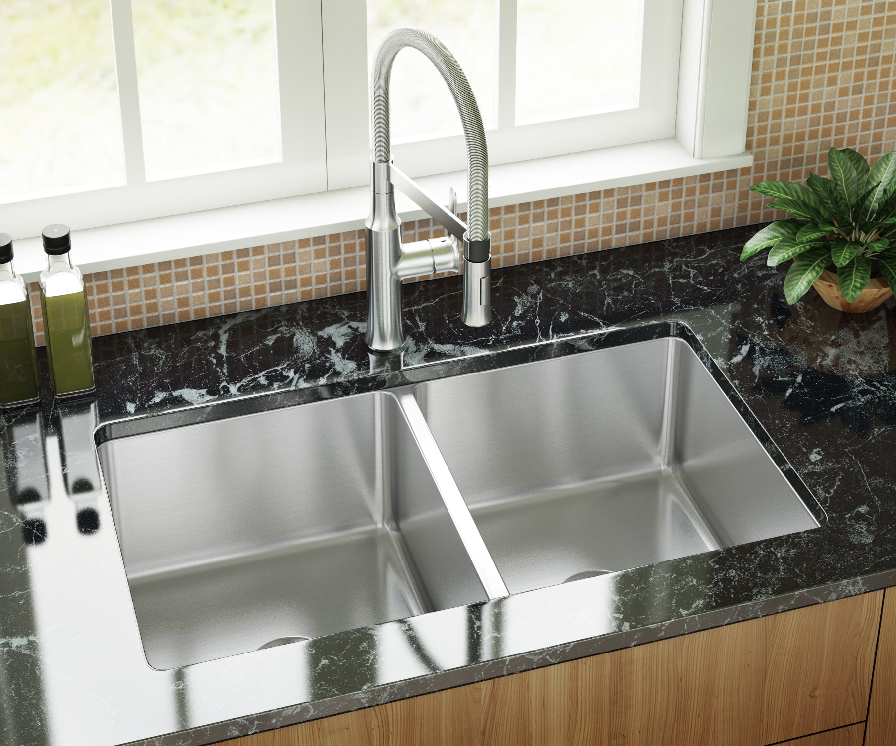 stainless steel double basin kitchen sink