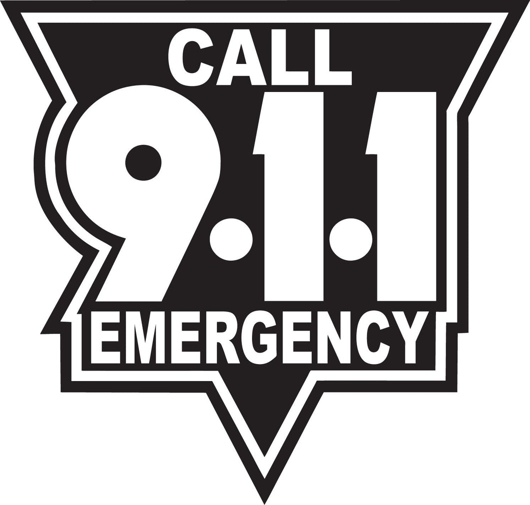 Call 911 Standard Black Reflective Vinyl Decals Fire Safety Decals 