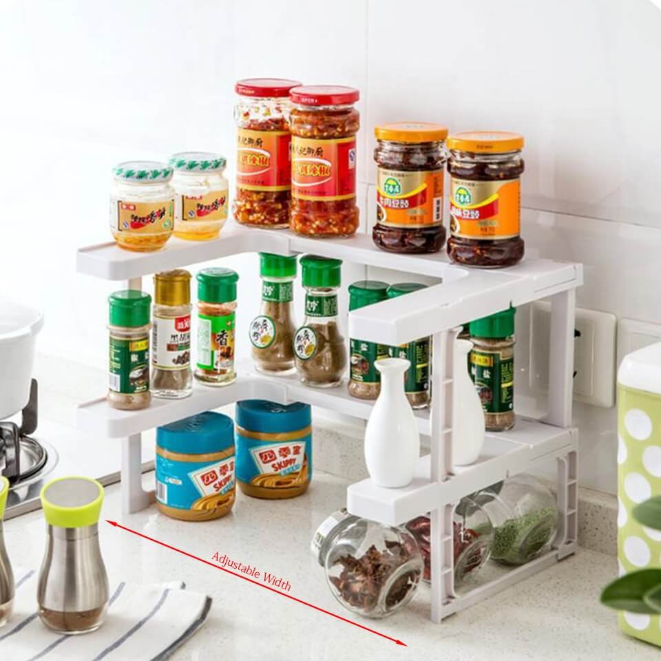 2 Layer Adjustable Shelf Spice Rack And Stackable Organizer The