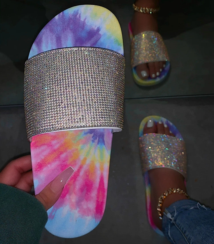 diamond slip on sandals