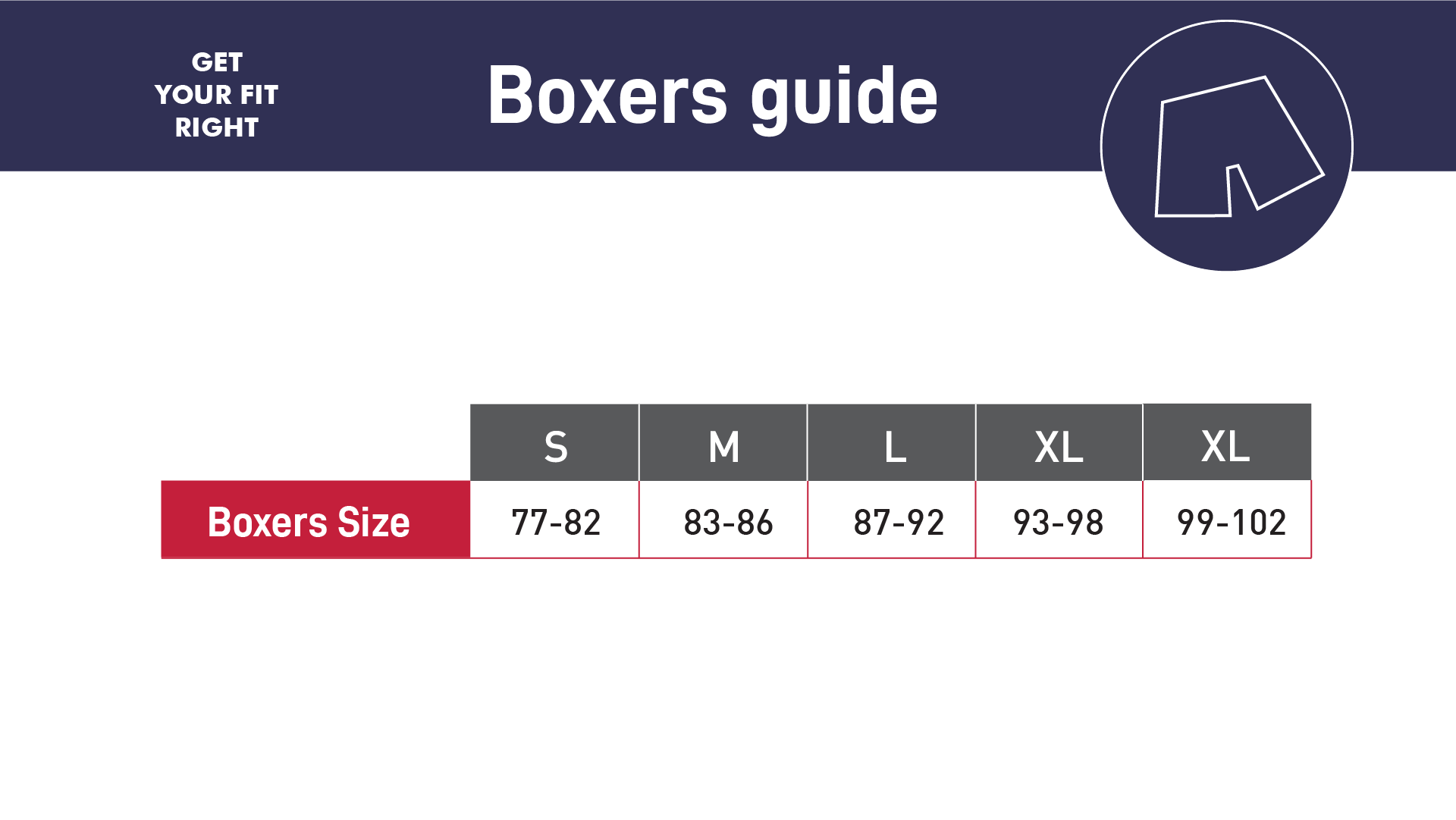 Ellina Lingerie - man’s boxer size chart