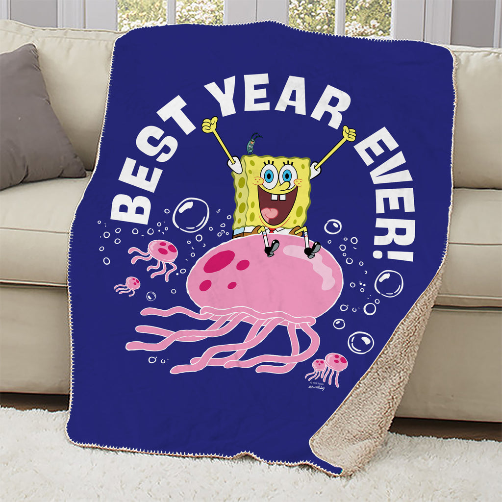 SpongeBob SquarePants Best Year Ever Jellyfish Sherpa Blanket SpongeBob SquarePants Shop