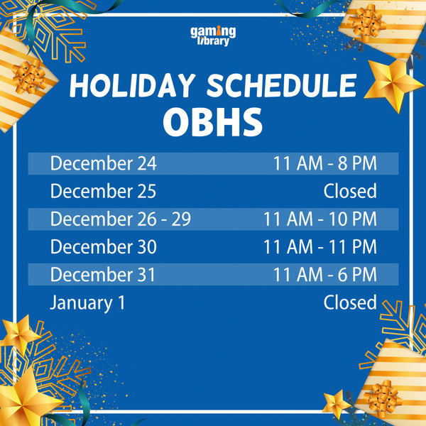 Gaming Library Holiday Schedule 2022