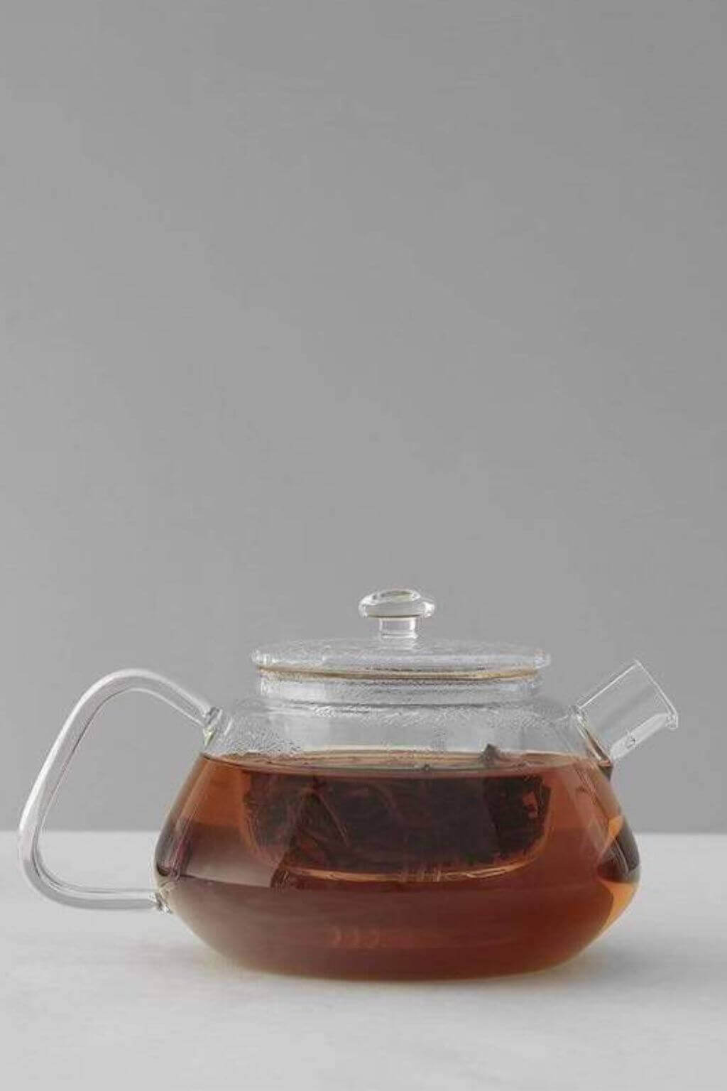 Modern Large Glass Bamboo Design Teapot with Metal Strainer – The