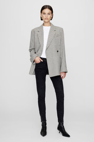 ANINE BING Kaia Blazer - Cream And Tan Check - On Model Front