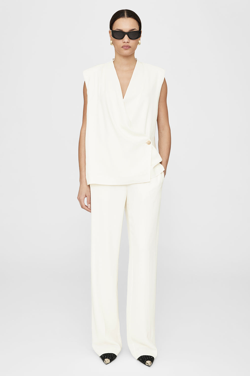 Shop Anine Bing Soto Pant In Ivory