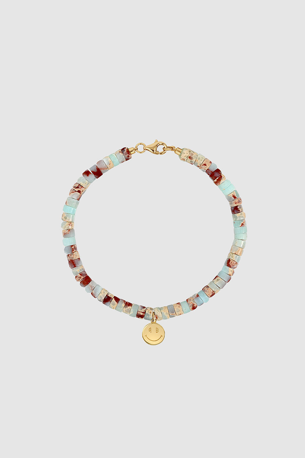 ANINE BING Bead Bracelet With Smile Charm in 14k Gold