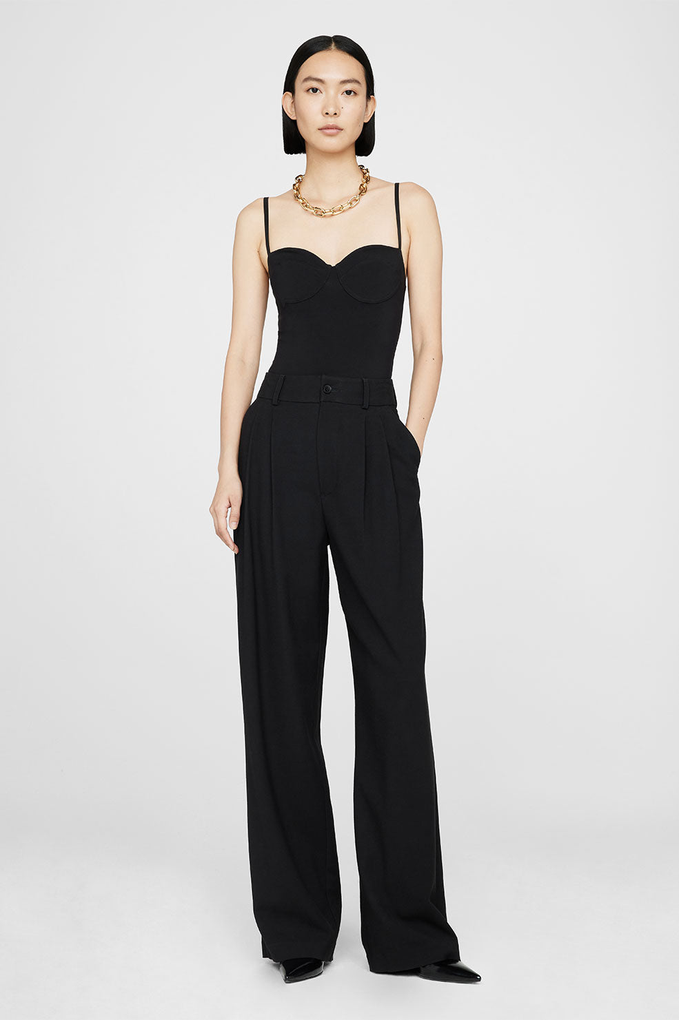 ANINE BING Carrie Pant in Black Twill