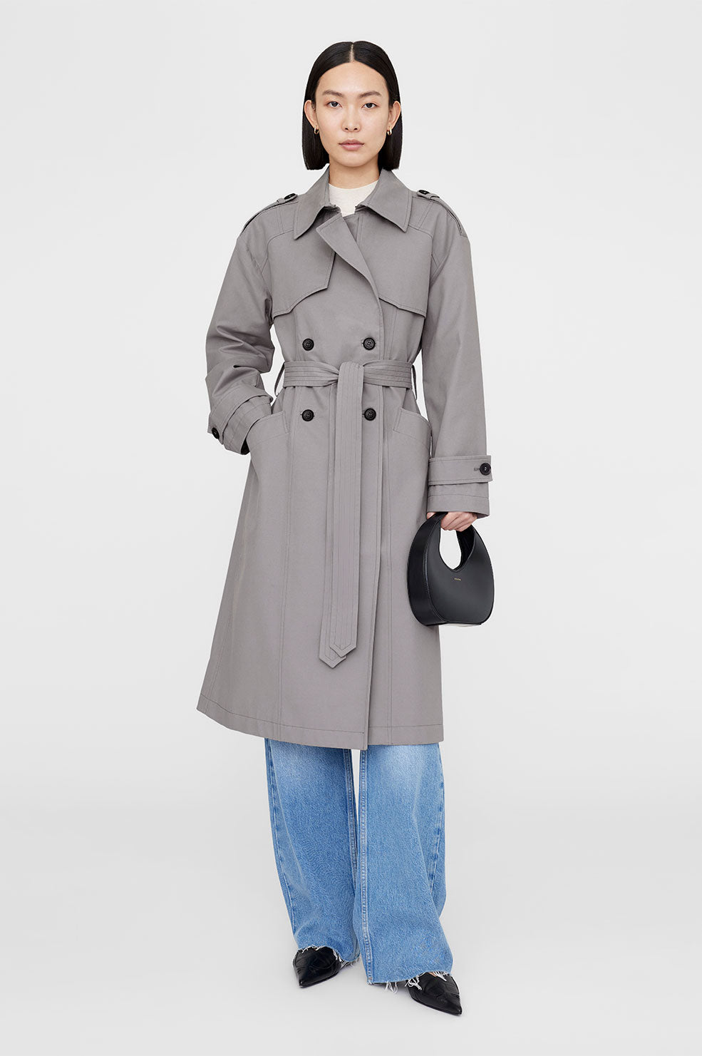 ANINE BING Finley Trench - Grey - On Model Front