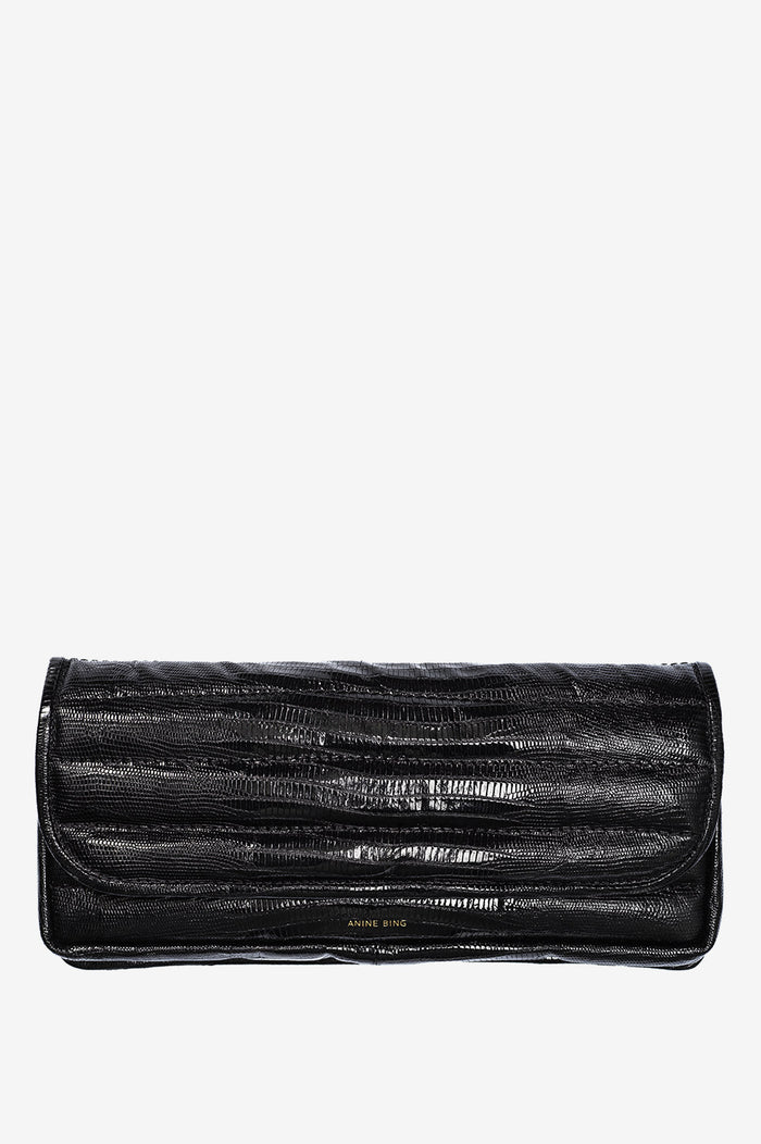 black croc clutch