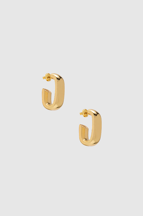 Tubular Oval Hoop Earrings - 14k Gold