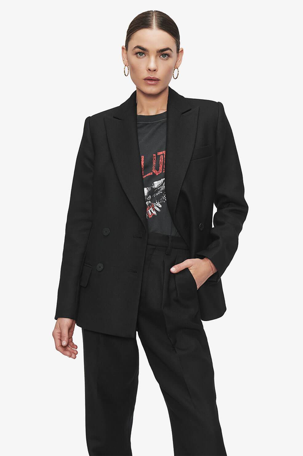 Anine Bing James Blazer Jacket In Black | ModeSens