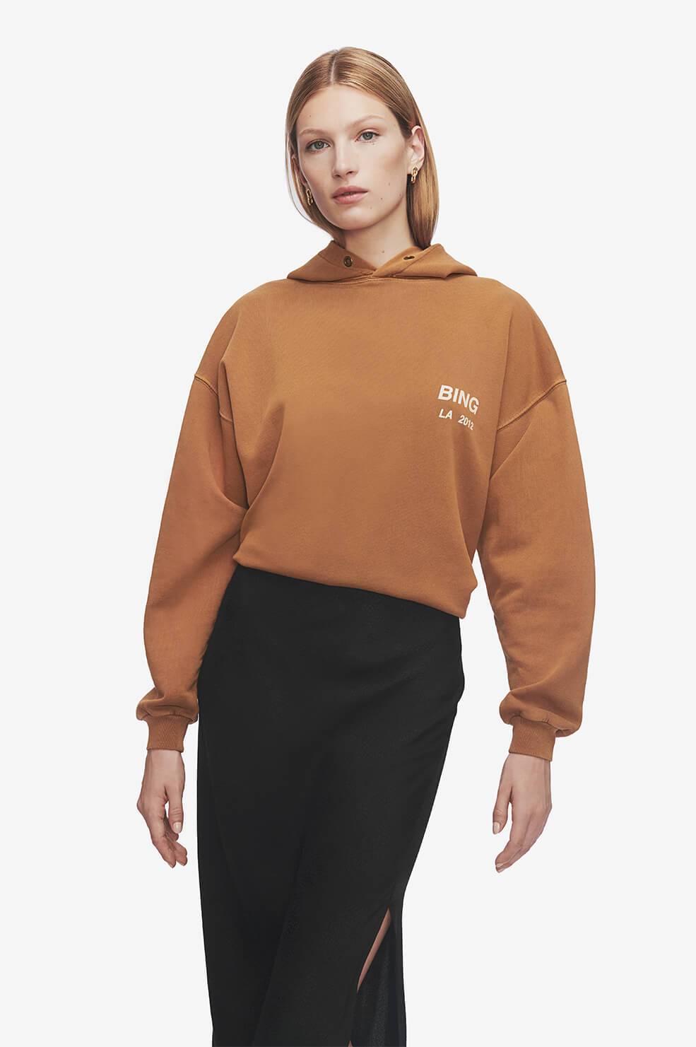 Anine Bing Rowe Hoodie Sweatshirt In Camel