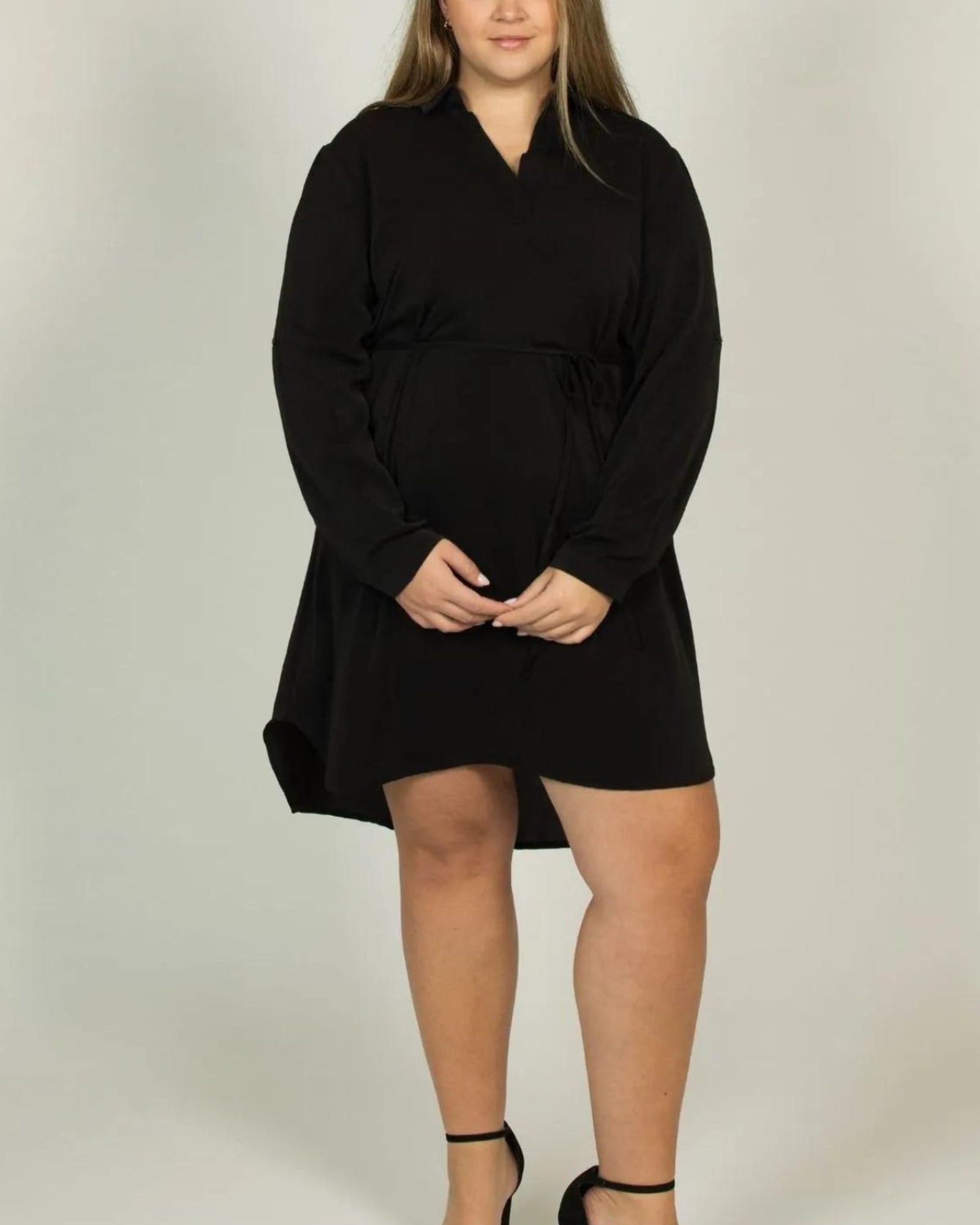 Anastasia Shirt Dress Curved Hemline | Black