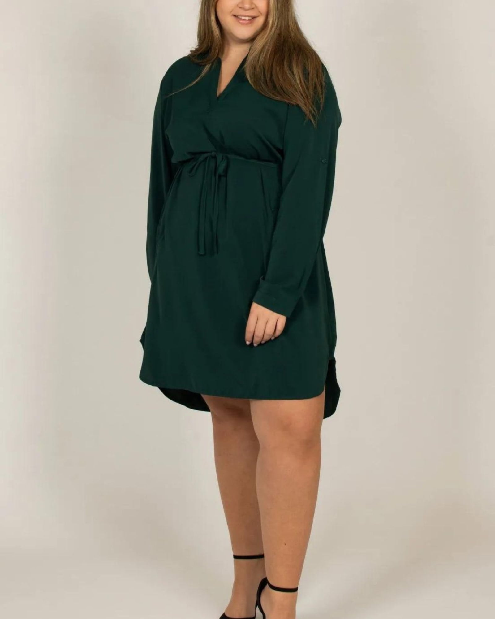 Anastasia Shirt Dress Curved Hemline | Green