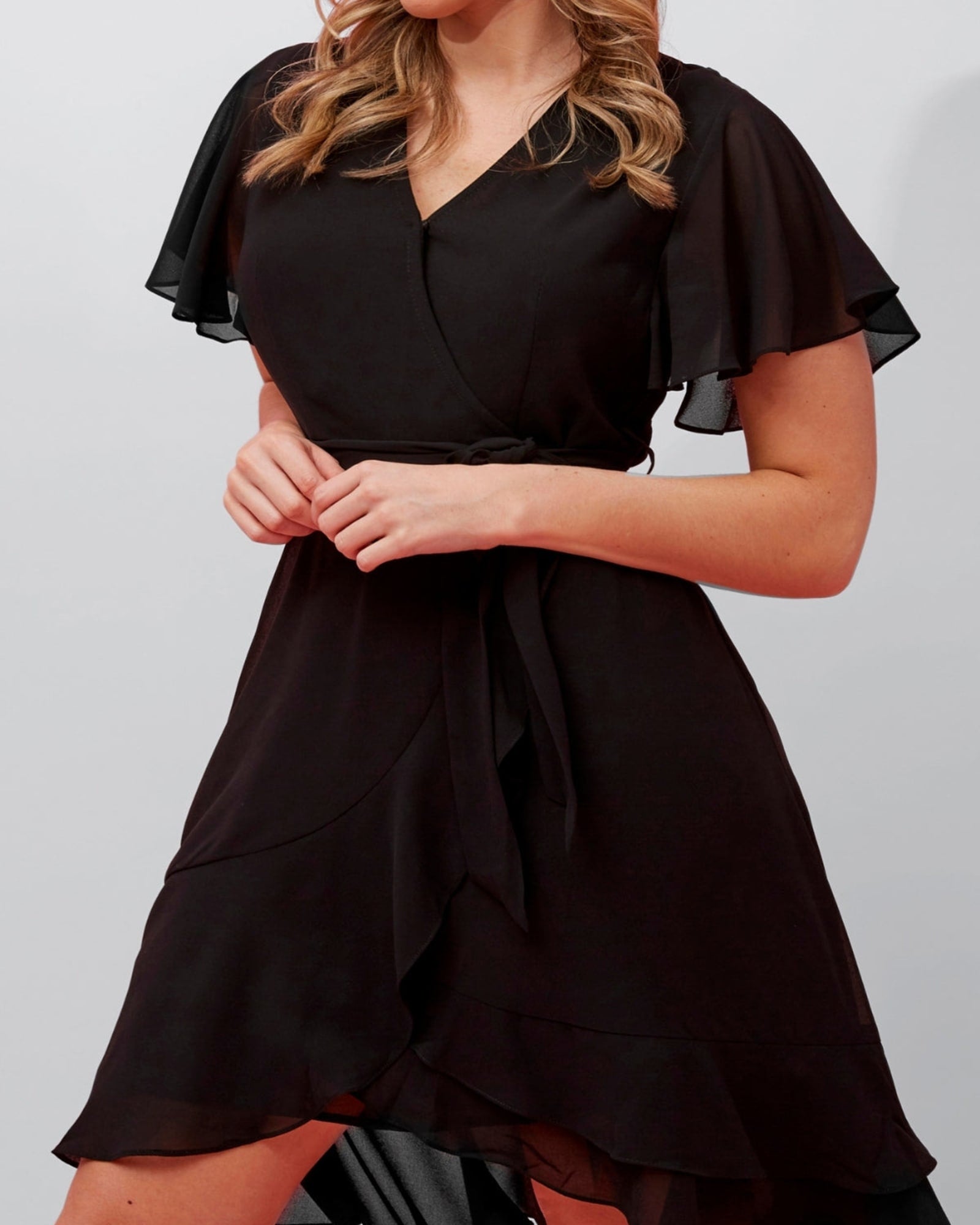 Corrine Crossover Dress Waist Tie Black | Black