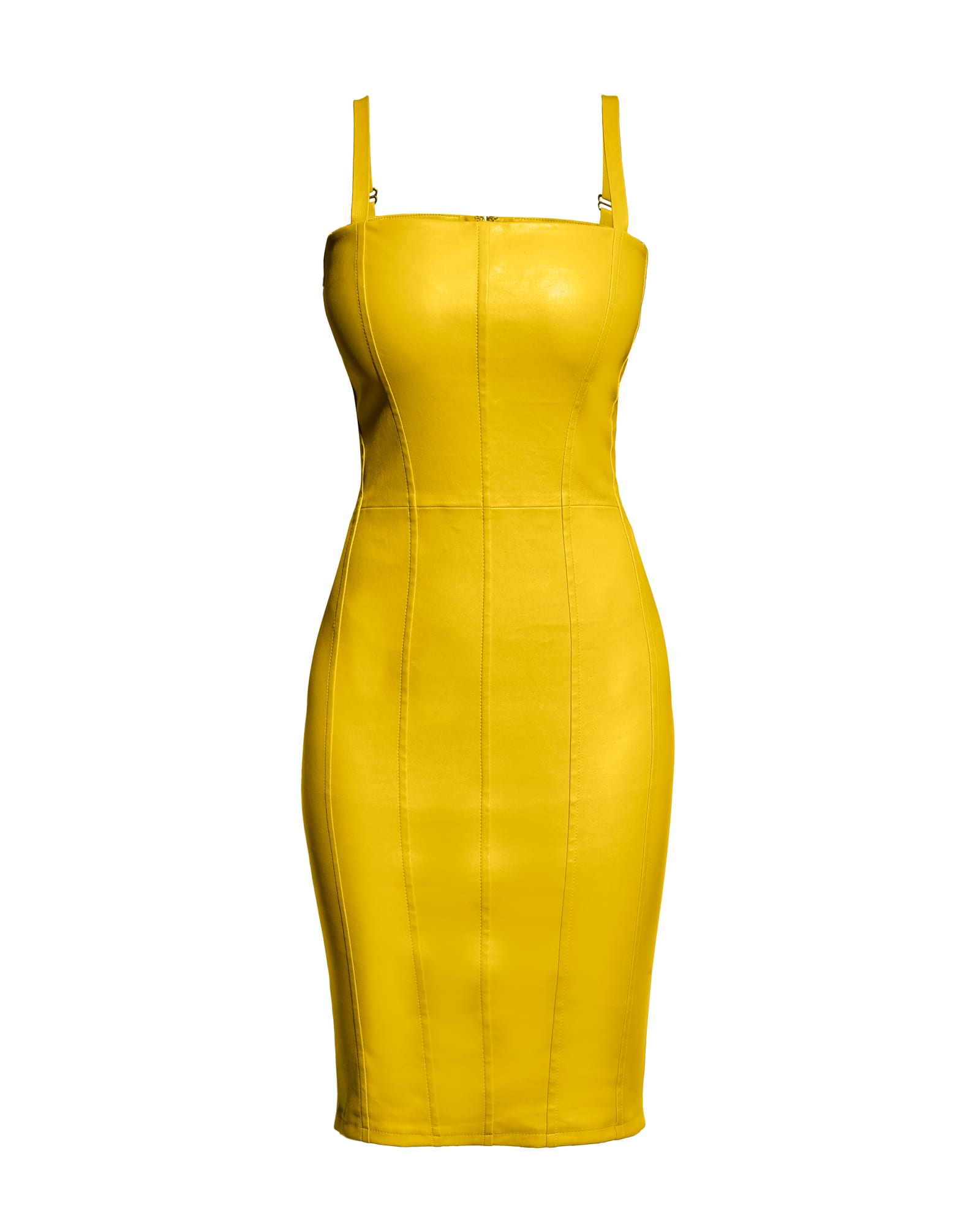 Merci Stretch Leather Dress | Lemon Yellow