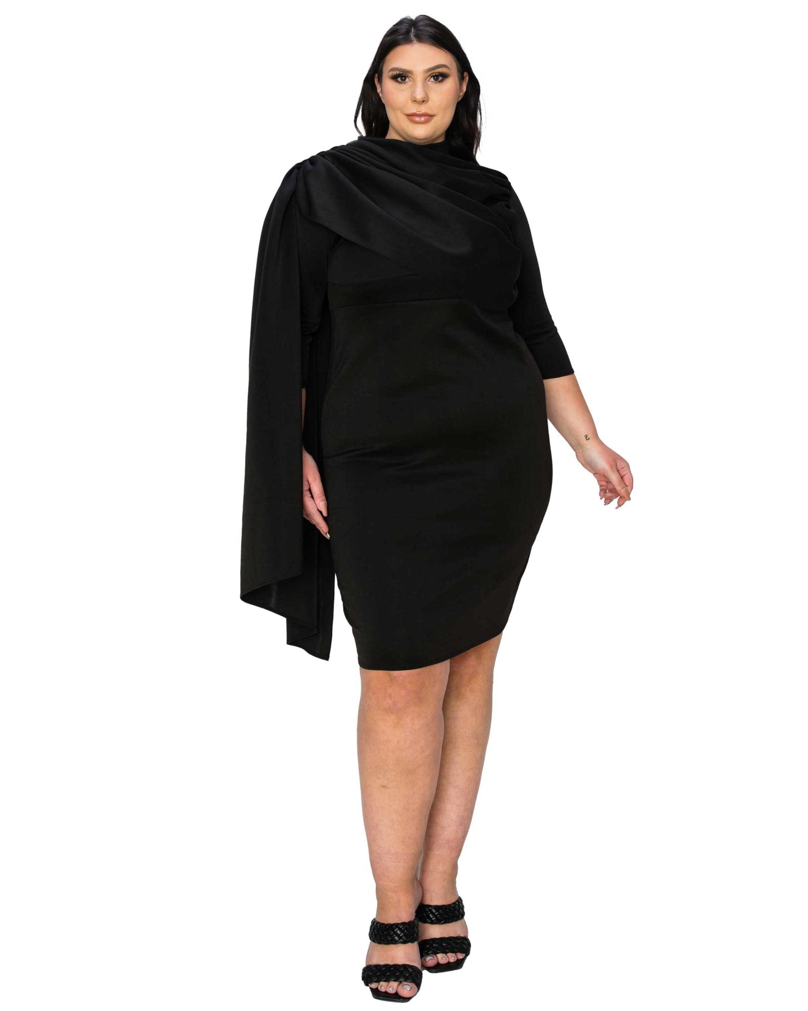 Dahlia Sash Cape Dress | Black