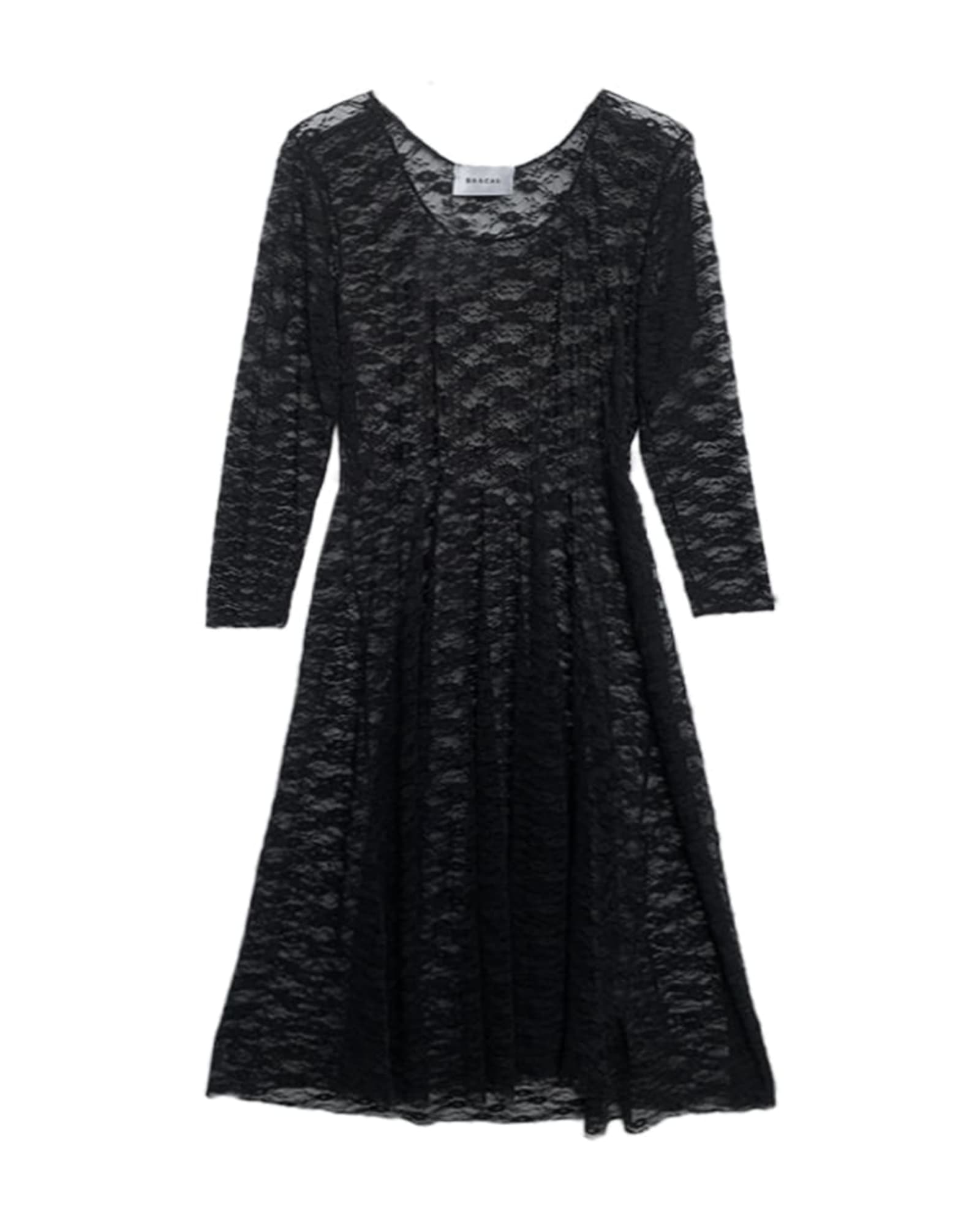 Sheer Lace Mesh Dress- Black | Black