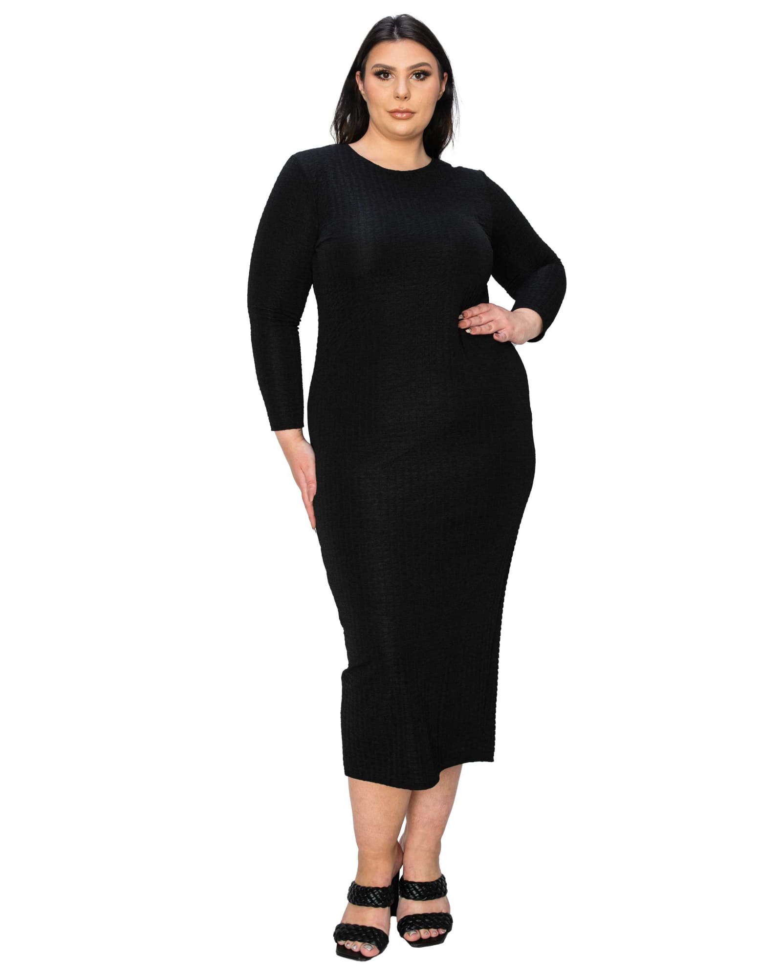 Kylo Textured Bodycon Dress | Black