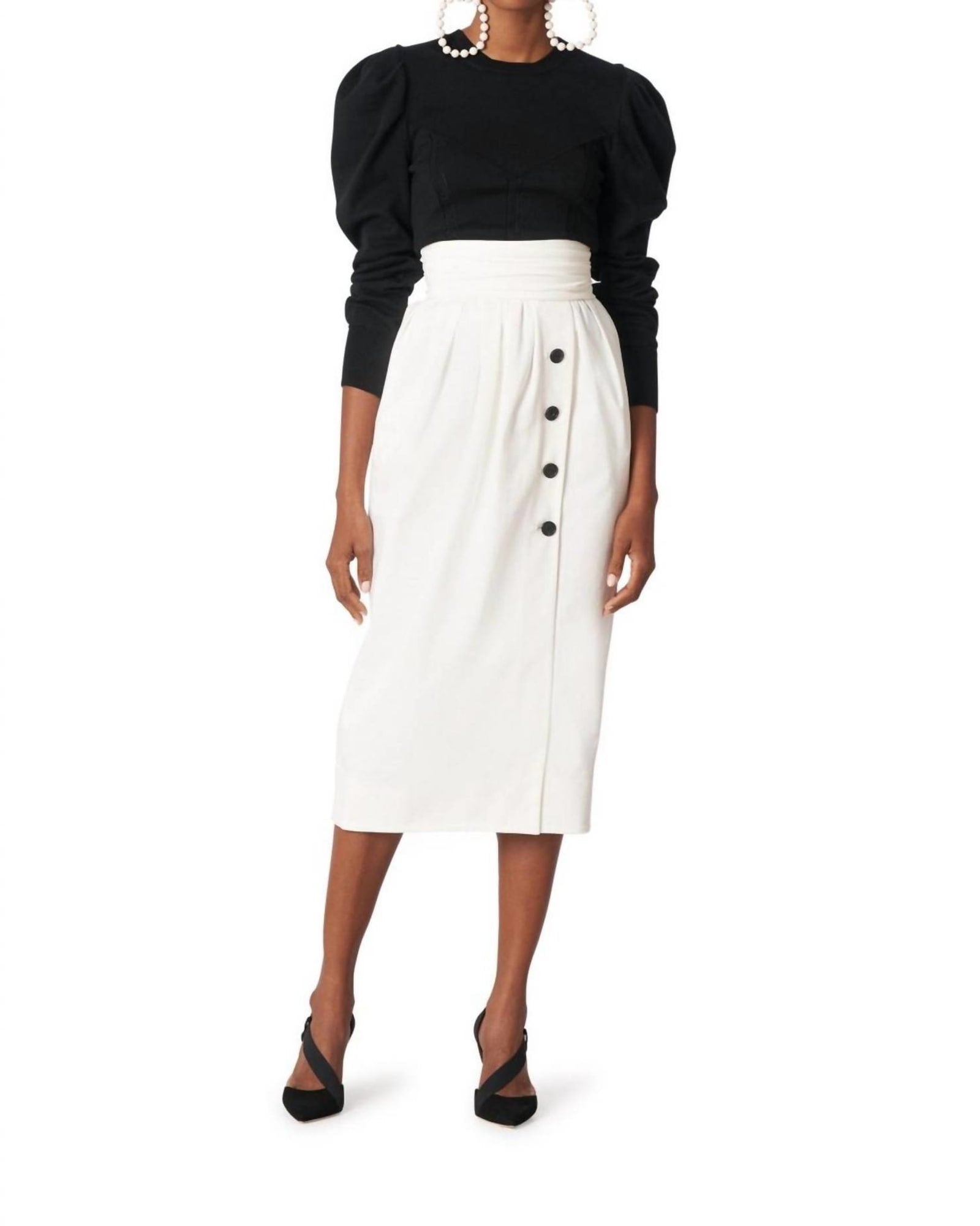 High Waist Skirt In White | White