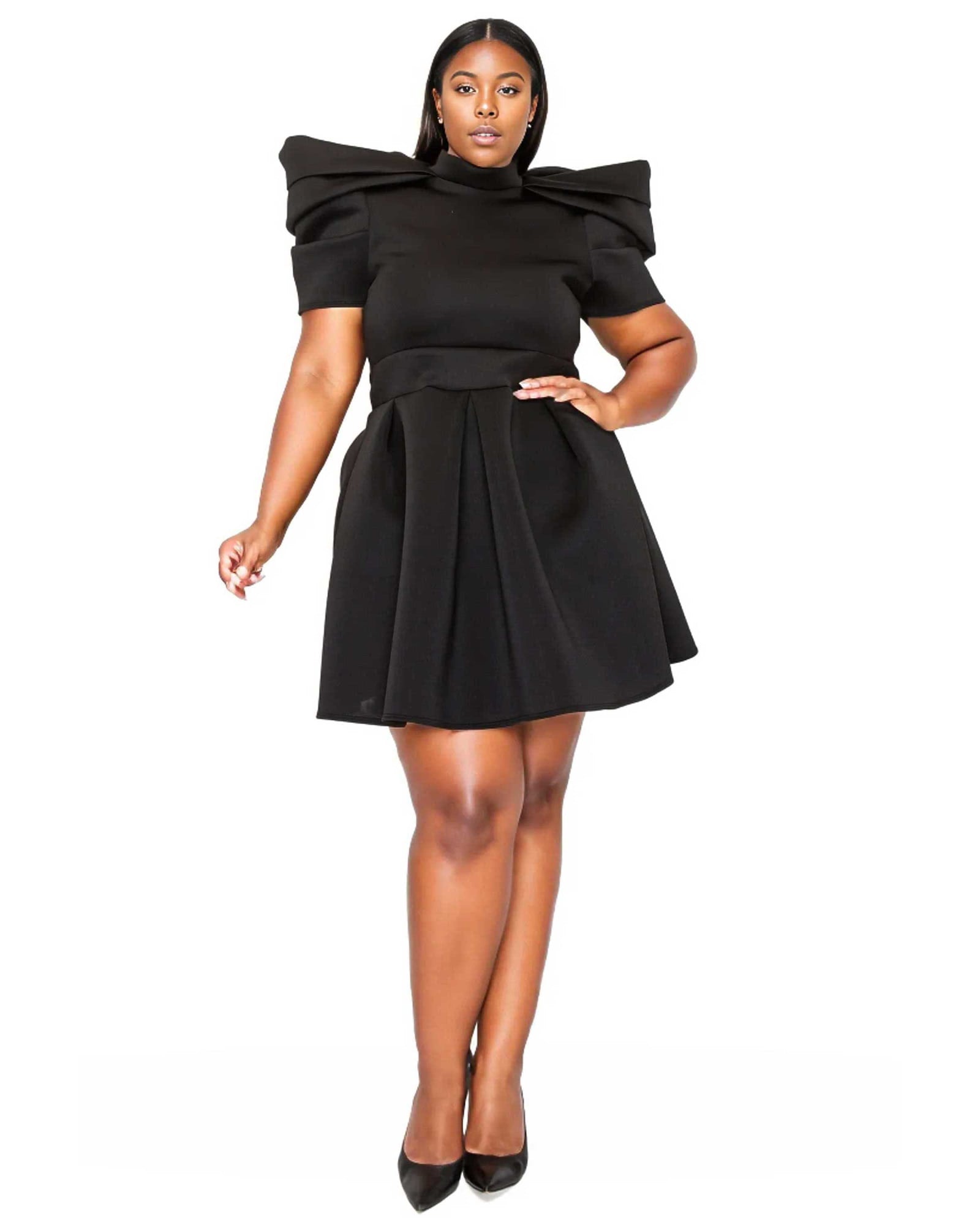 Karina Neoprene Statement Dress | Black