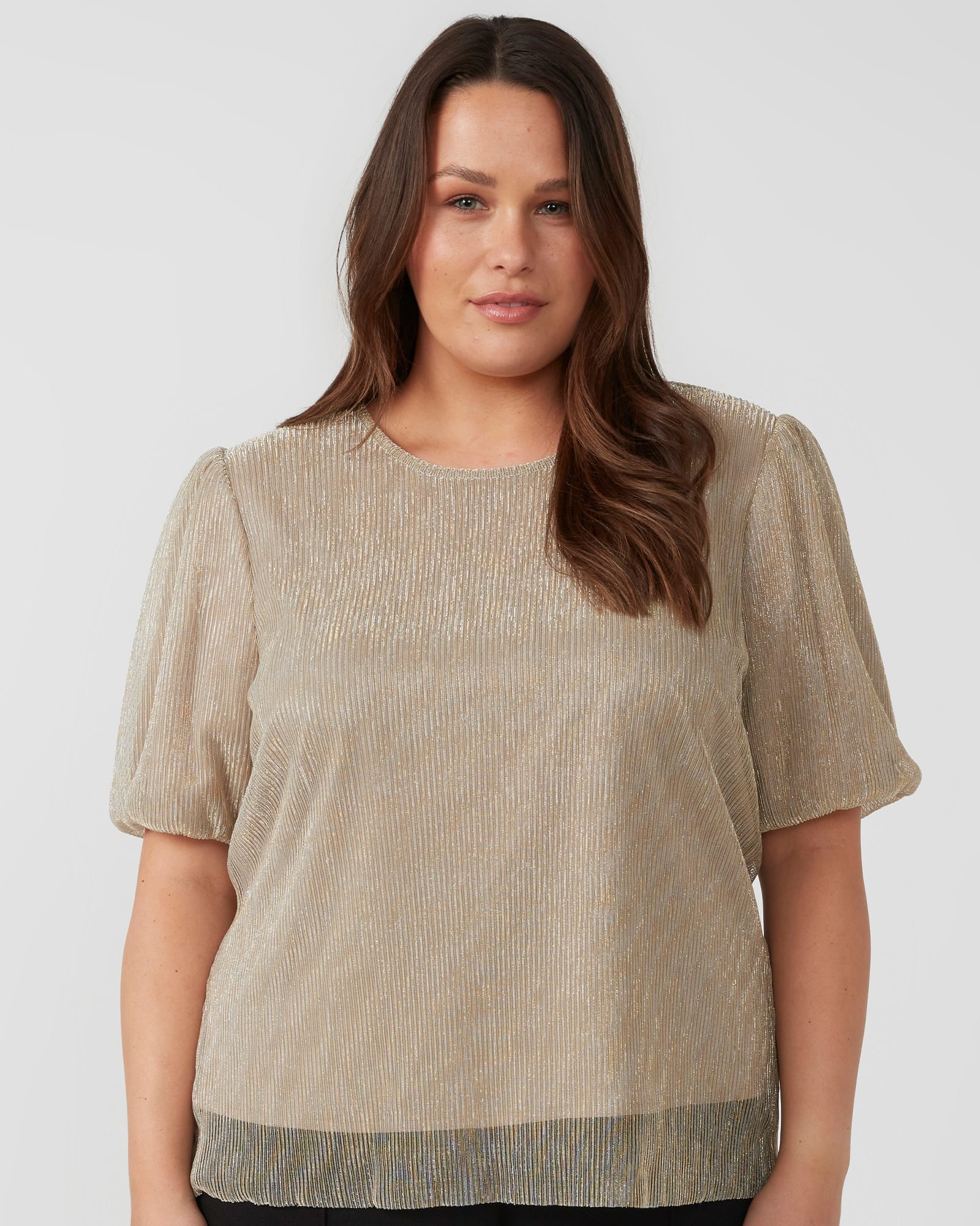 Maxime Pleated Top | Gold