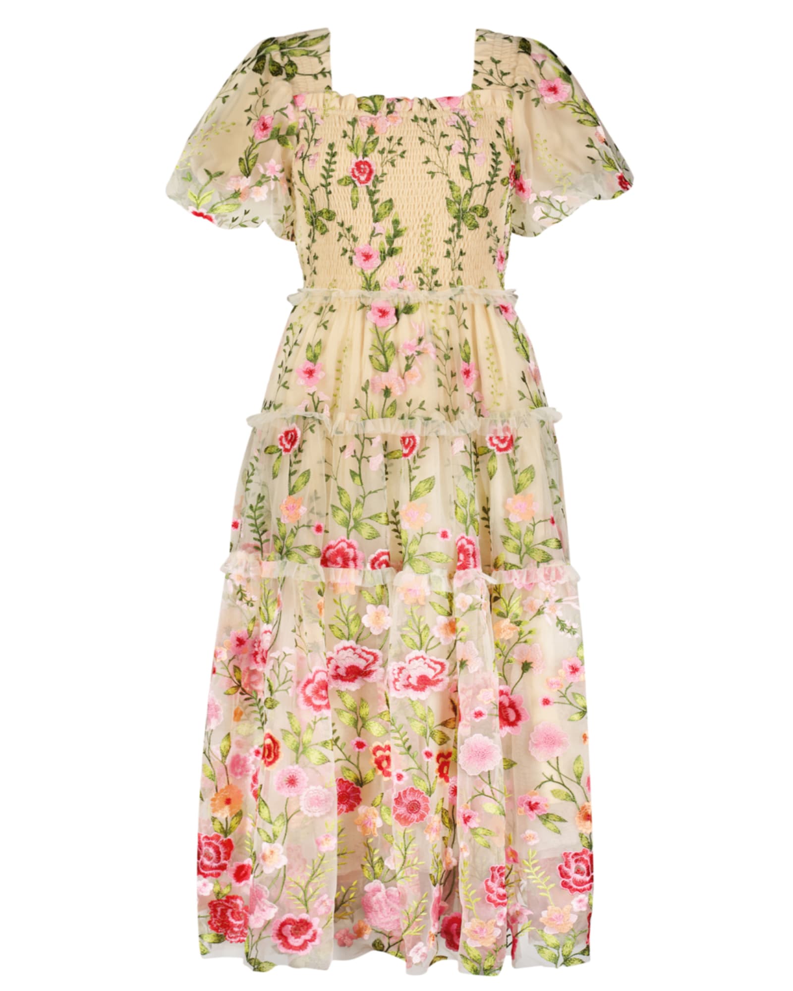 Rose Dress | Cream and Green Floral