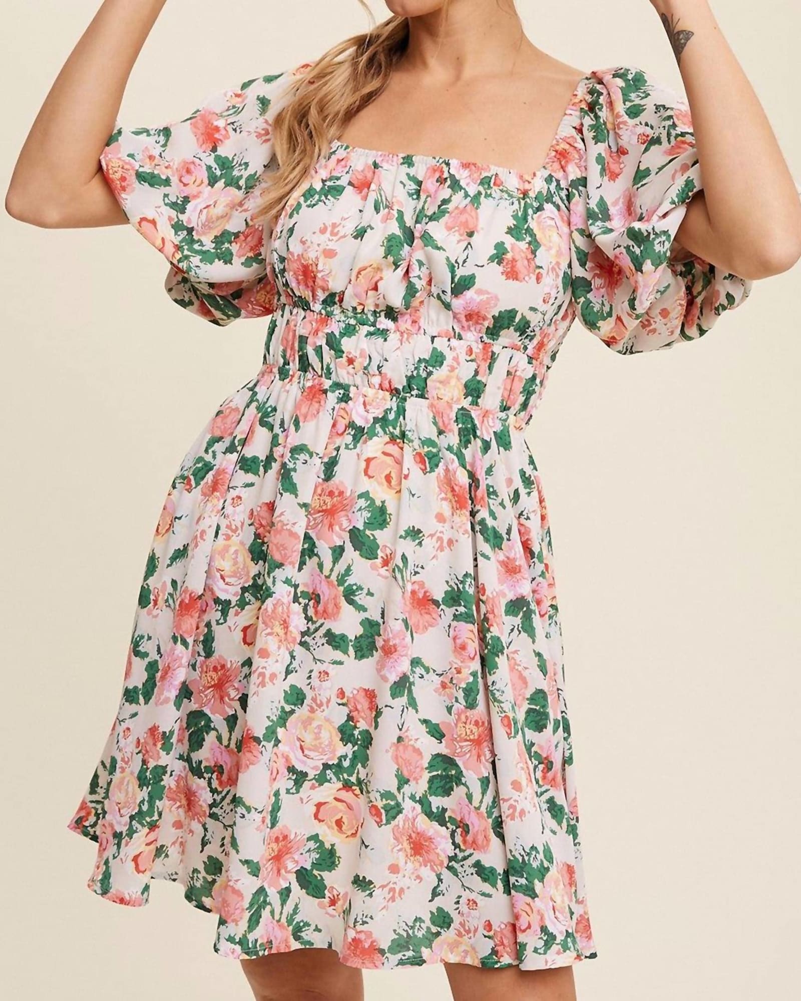 Bianca Floral Dress In Cream | Cream