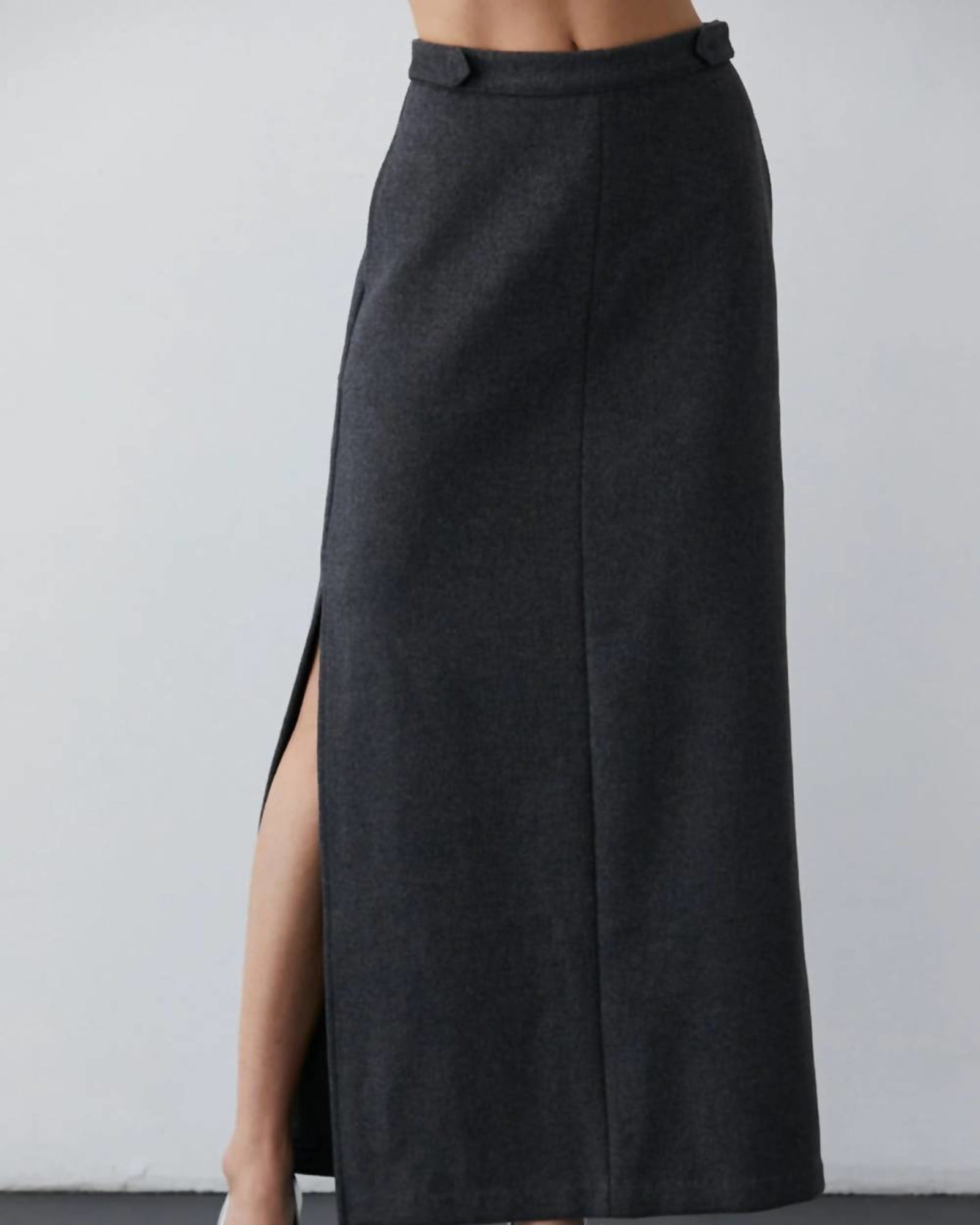 Cecy Wool Blend Maxi Skirt In Charcoal | Charcoal