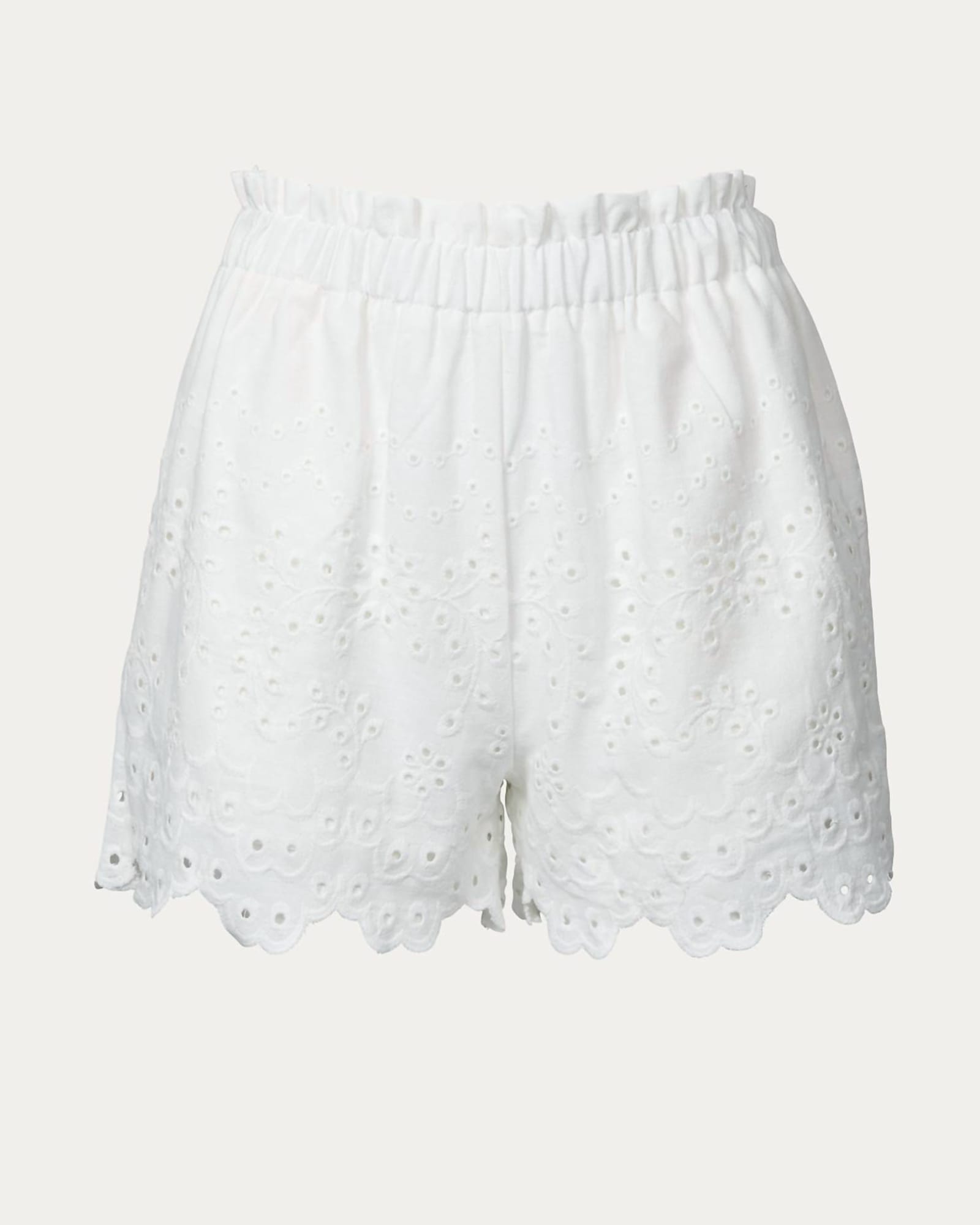 Broderie Anglaise Paperbag Short In White | White
